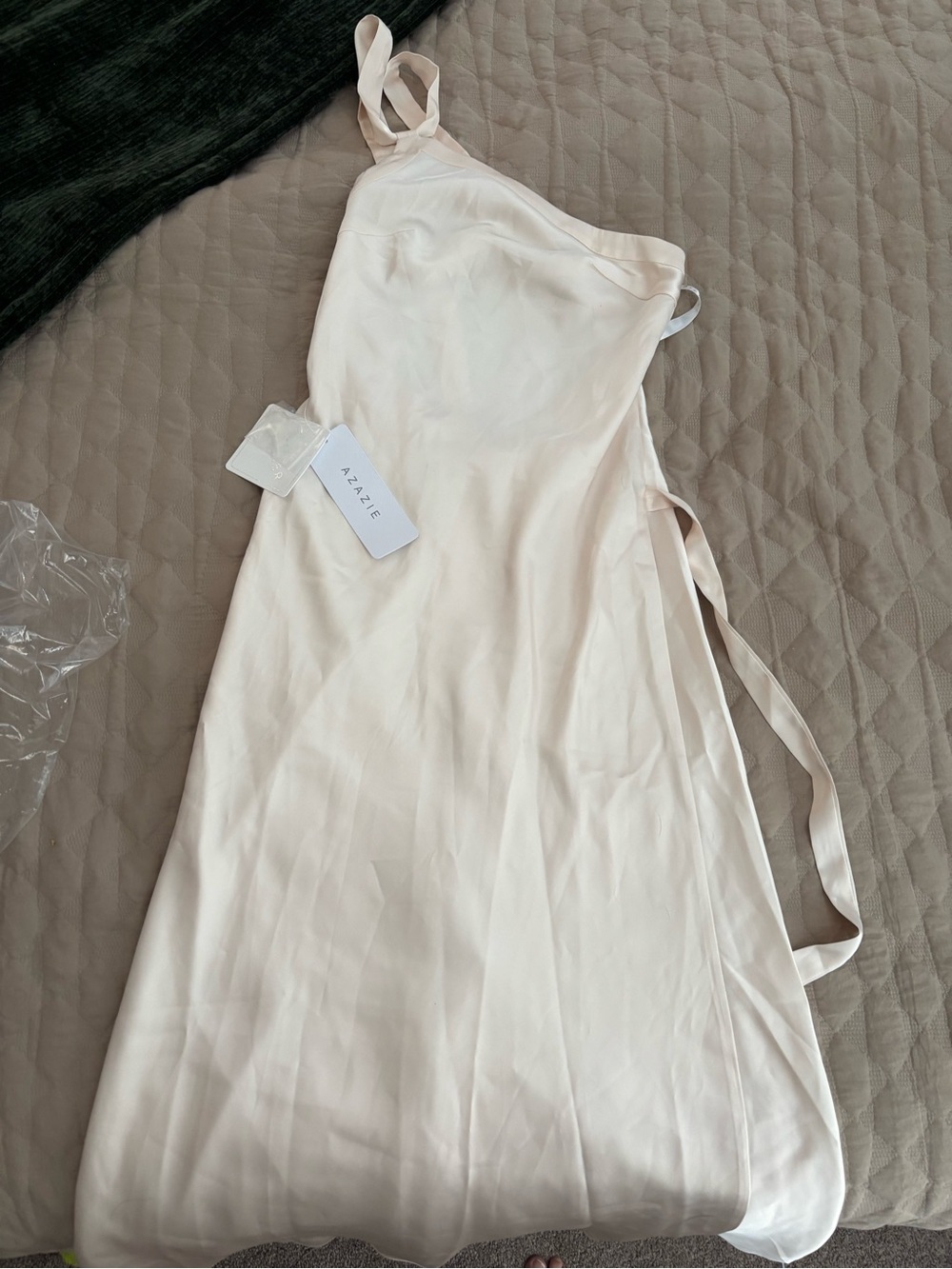 Cream Slip Dress with Side Tie